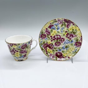 2pc Bethany Bone China Yellow Floral Tea Cup and Saucer