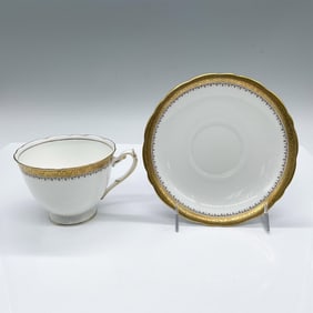 2pc Royal Cauldon Bone China Gilded Tea Cup and Saucer