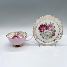2pc Grace's Teaware Bone China Cup and Saucer, Rose Bouquet