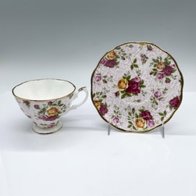 2pc Royal Albert Bone China Cup Saucer, Old Country Roses