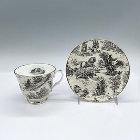 2pc Royale Garden Bone China Cup and Saucer, Village Life