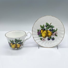 2pc Royale Garden Bone China Cup and Saucer, Fruit Melody