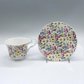 2pc Roy Kirkham Bone China Cup and Saucer, Garden Chintz