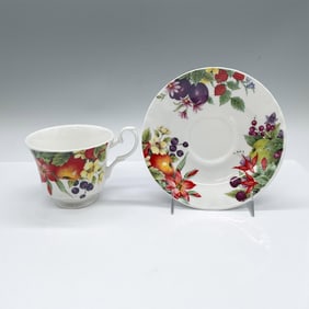 2pc Roy Kirkham Bone China Cup and Saucer, Summer Fruits
