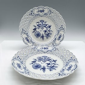 2pc Meissen Blue Onion Reticulated Salad Plates