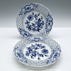2pc Meissen Blue Onion Reticulated Bread & Butter Plates