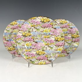 3pc Shelley Bone China Salad Plates, Rock Garden