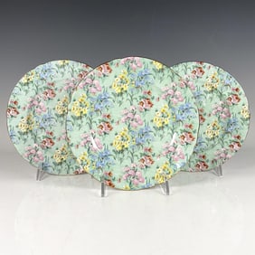 3pc Shelley Bone China Salad Plates, Melody - Green