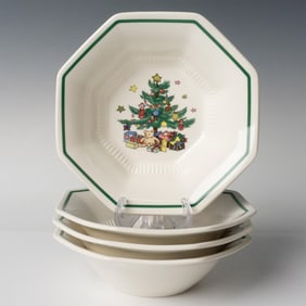 4pc Nikko Porcelain All Purpose Bowls, Christmastime