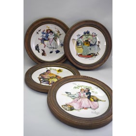 4pc Norman Rockwell Porcelain Plates, The Four Seasons by Gorham