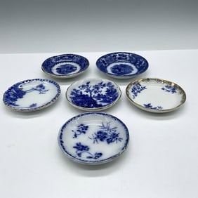 6pc Flow Blue Porcelain Butter Pats