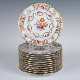 12pc Schumann - Bavaria Salad Plates, Dresden Garland