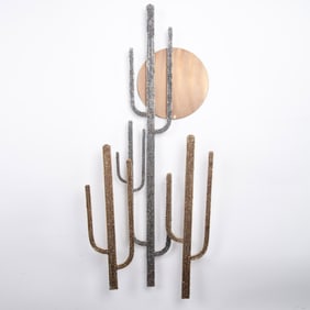 C. Jere Style Mid Century Modern Metal Cactus Wall Hanging