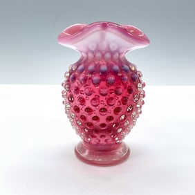 Fenton Pink Depression Glass Vase, Hobnail