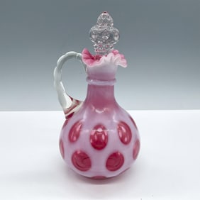 Fenton Glass Coin Dot Cruet with Stopper, Cranberry
