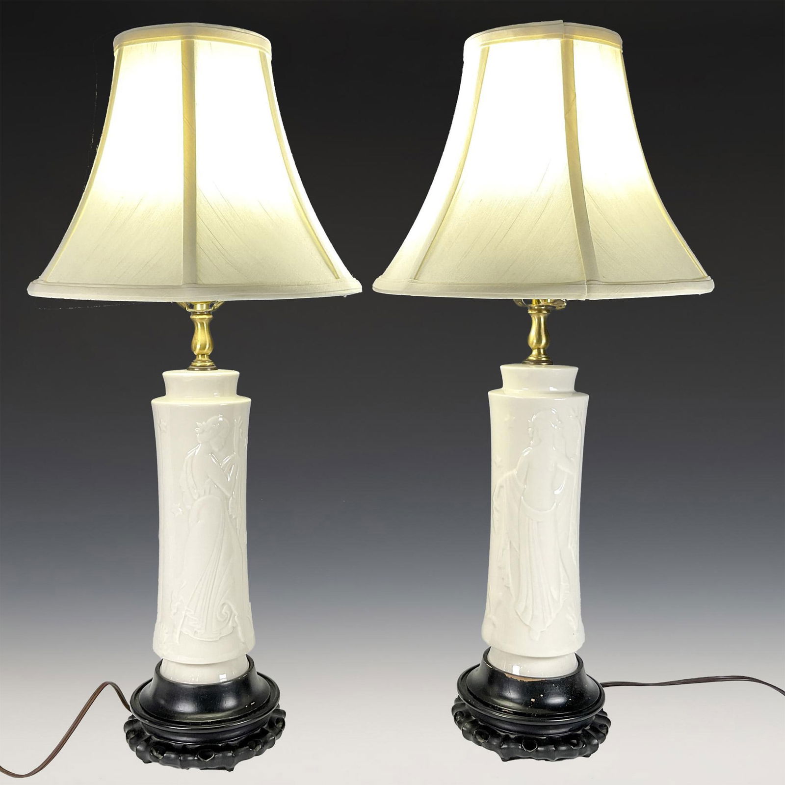 Pair of Vintage Lenox Porcelain Goddess Lamps (1 of 5)