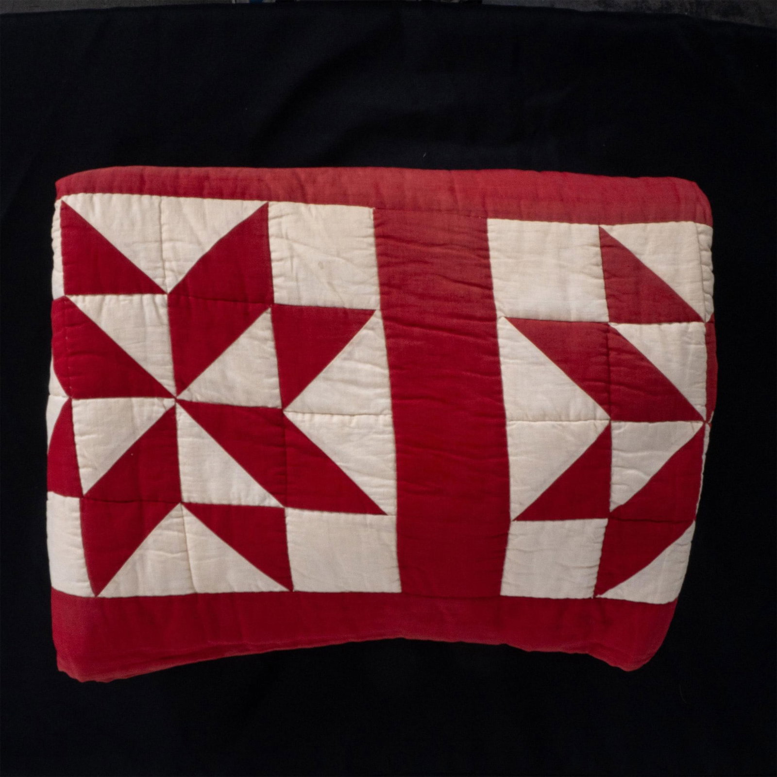 Vintage Handmade Red Star Quilt, Queen (1 of 2)