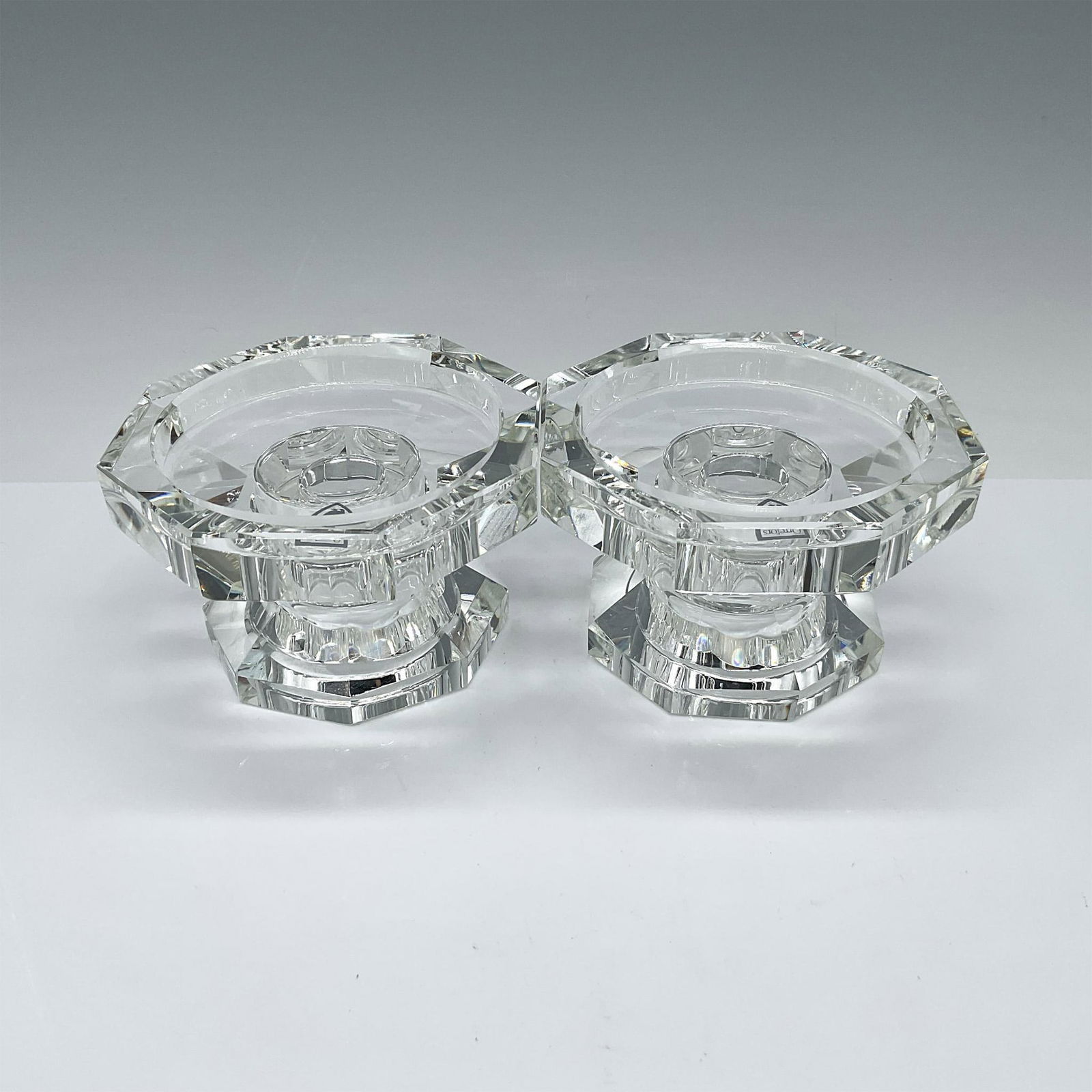 2pc Orrefors Crystal Candle Holders, Totem Trio (1 of 4)