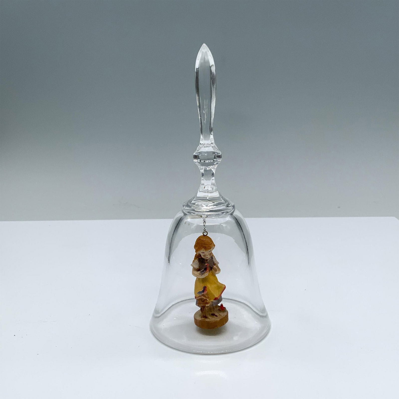 Vintage Dolfi Lead Crystal Wooden Figurine Bell (1 of 4)