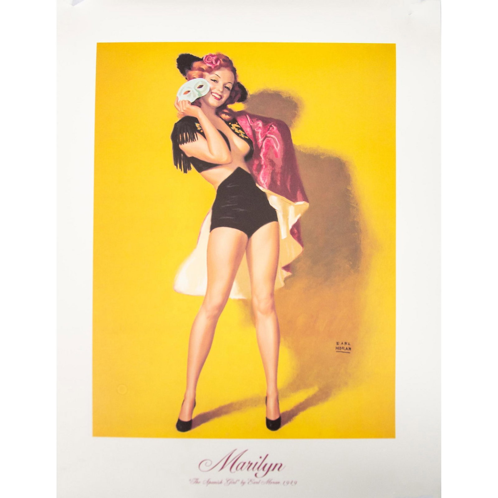 Earl Steffa Moran (American, 1893-1984) Fine Art Print: Vintage Pin Up Print from Marilyn series. Titled 'The Spanish Girl' originally created in 1949. Printed in 1994 by Illustrations Remembered Inc. Measures 24.5" x 19" (sheet size).