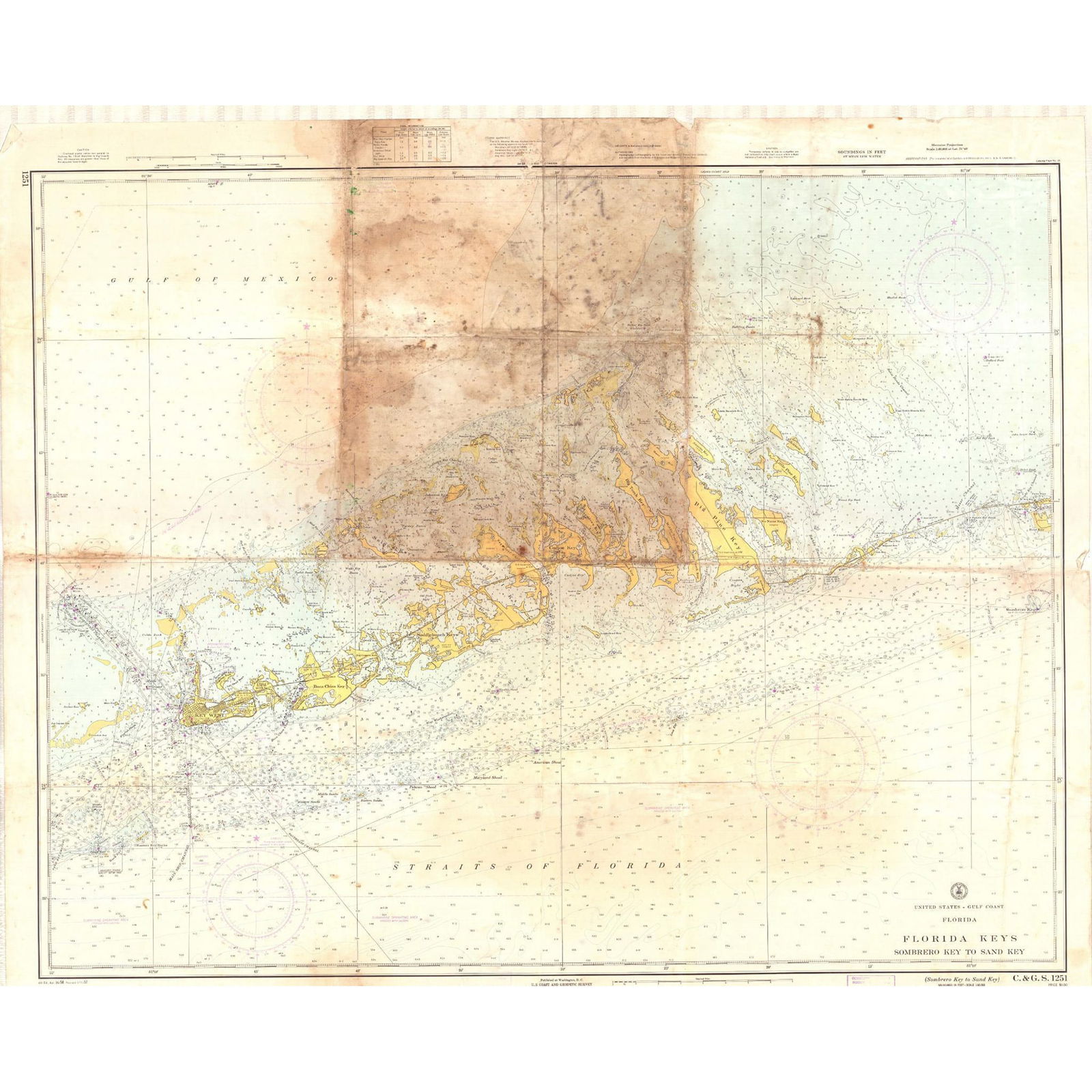 USC&GS Map, Sombrero Key to Sandy Key, Florida Gulf Coast (1 of 1)