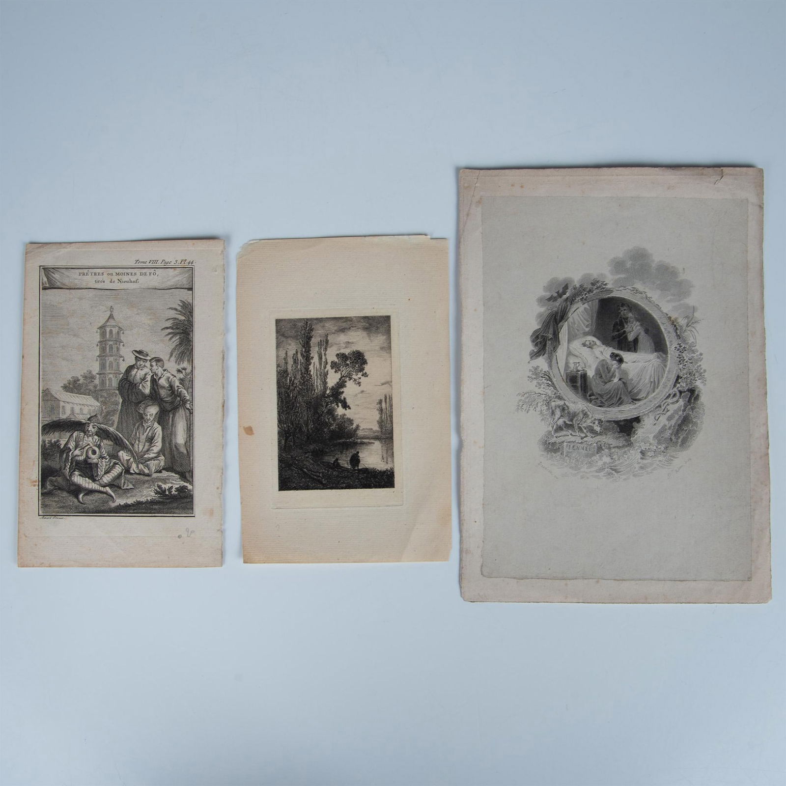Set of 3 French 18th & 19th Century Engravings on Paper (1 of 5)