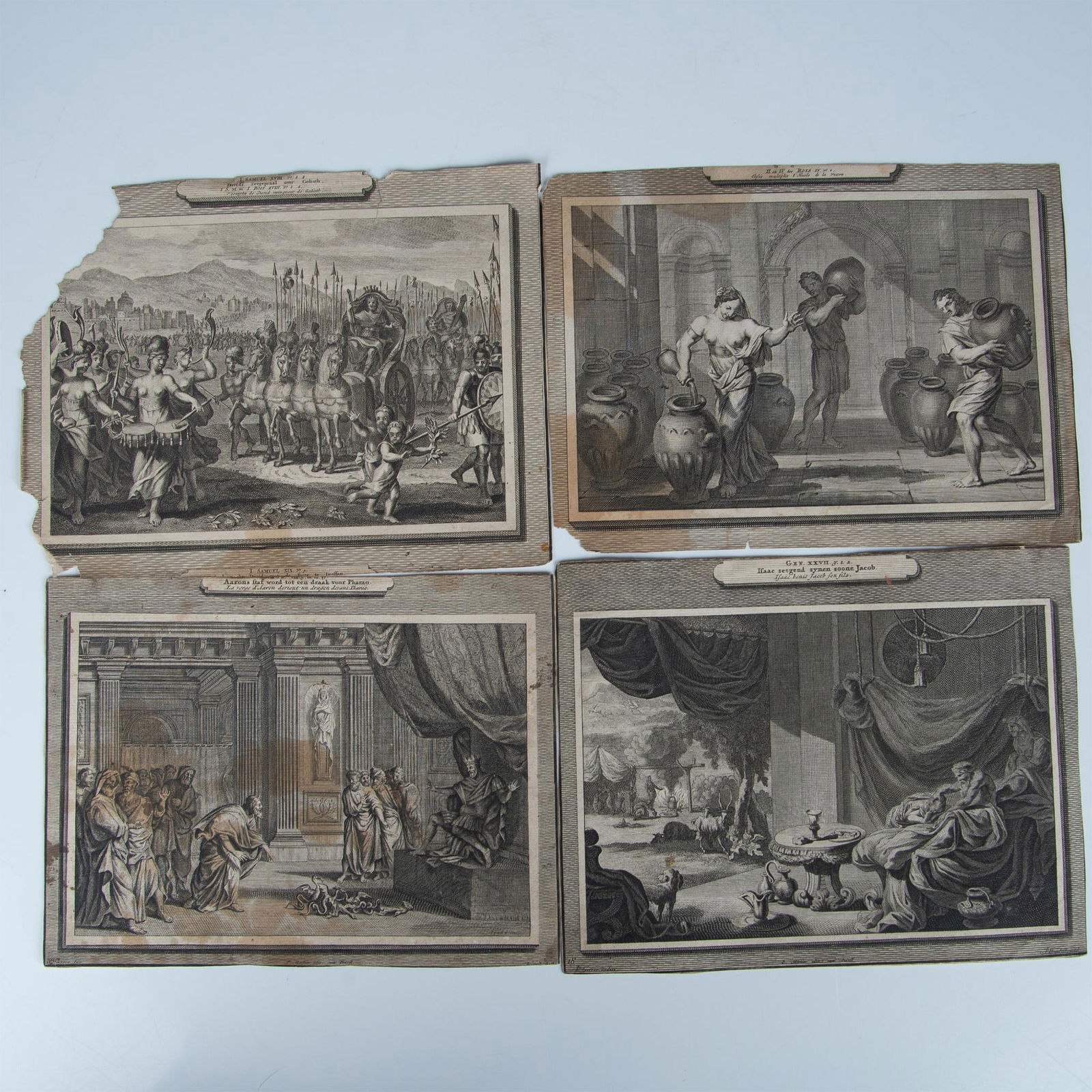 Set of 4 Antique Copper Engravings, The Bible of Royaumont (1 of 6)