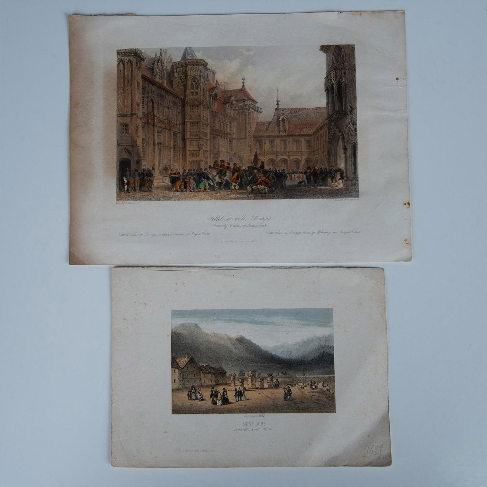 Set of 2 Antique Hand-Colored Lithographs on Paper (1 of 4)