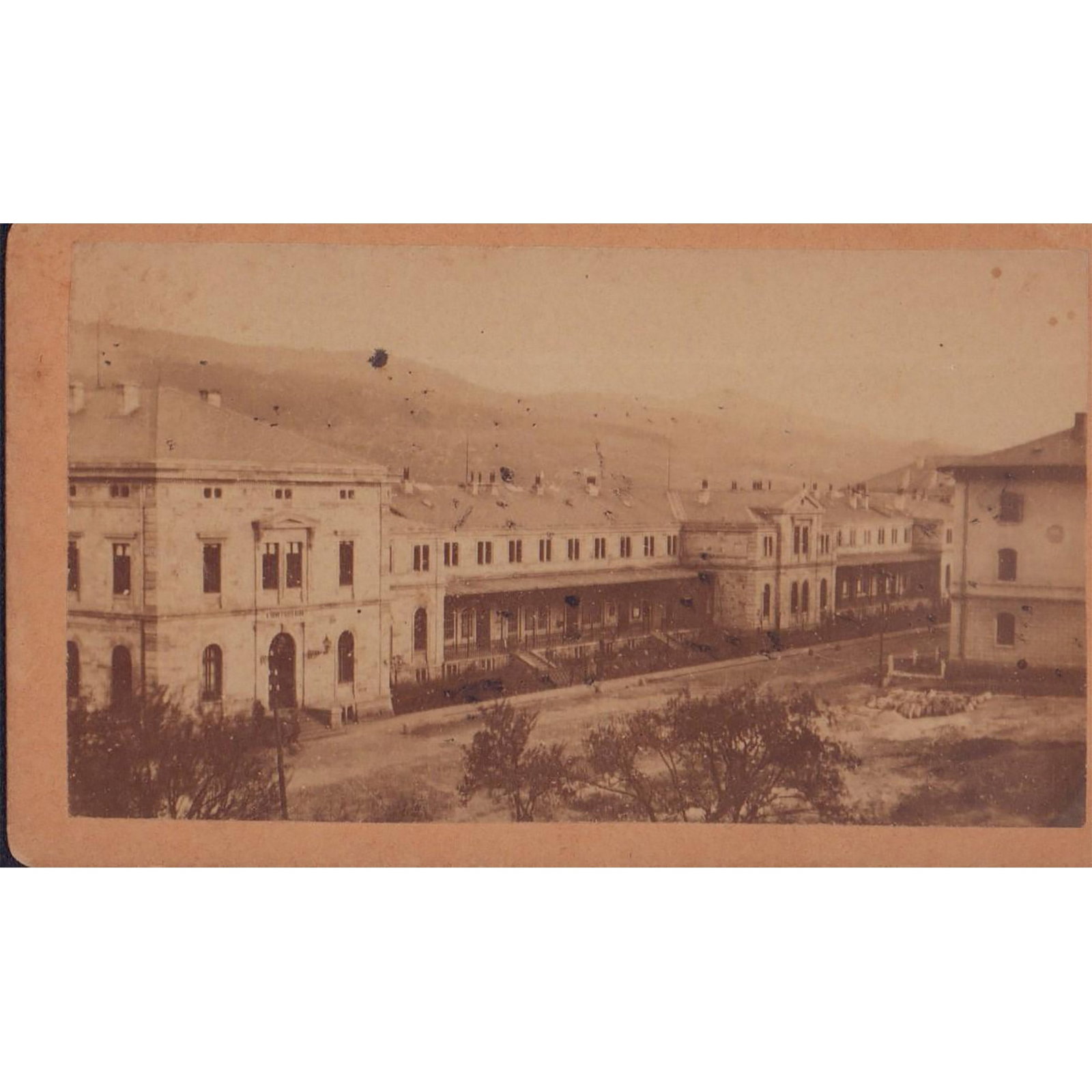 Group of Antique Sepia Souvenir Photographs on Board: Group of antique photographs on board of Belgium, Switzerland, and Portugal including the Lake of Lucerne, the Town of Funchal in Madeira, the Cathedral of St. Michael and St. Gudula in Belgium, and o