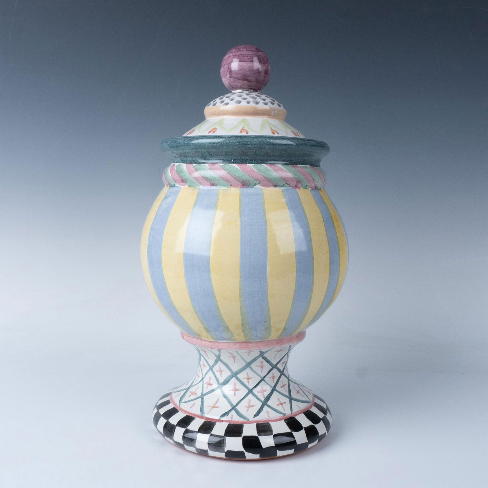 MacKenzie-Childs Handmade Ceramic Odd Fellows Globe Canister (1 of 5)