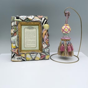 2pc MacKenzie-Childs Putty Jug Picture Frame & Tassel
