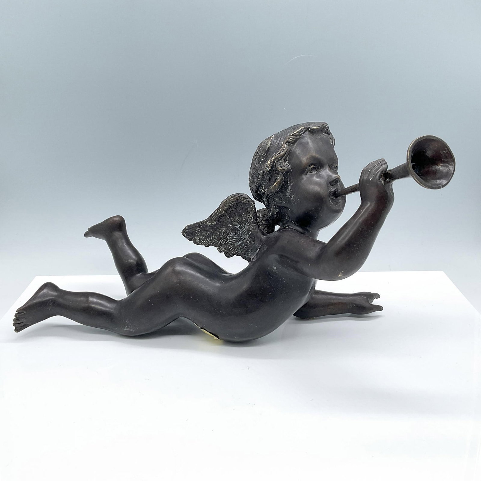 Maitland Smith Bronze Sculpture, Angel Playing Trumpet (1 of 3)