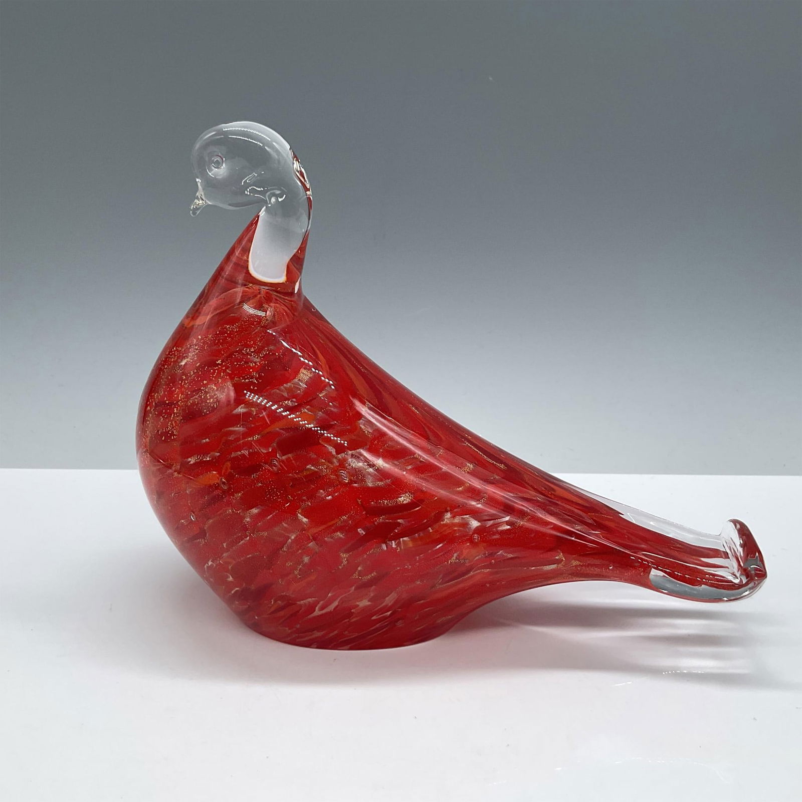 Art Glass Bird Figurine, Red Dove (1 of 4)
