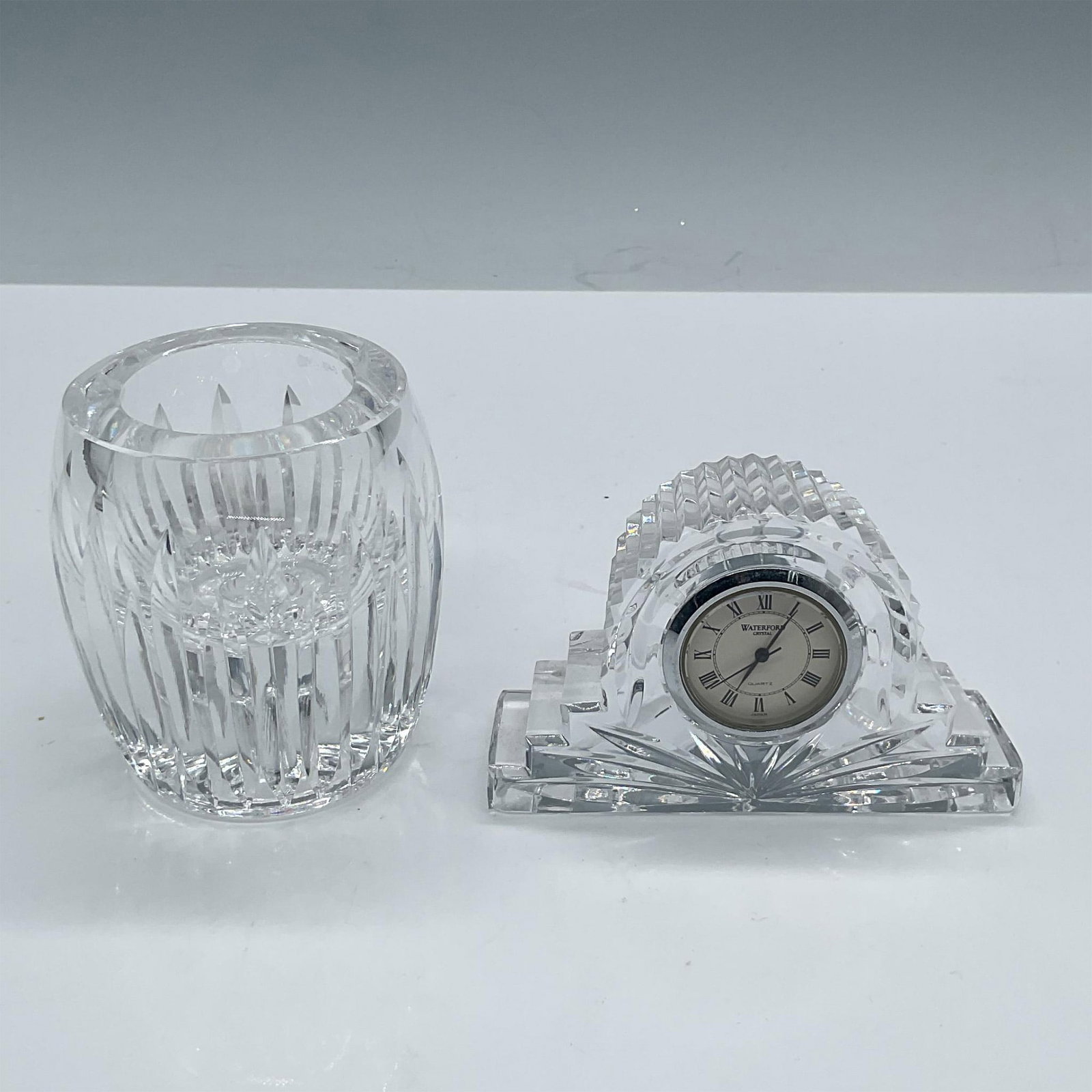 2pc Waterford Crystal Desk Cottage Clock and Carina Votive (1 of 4)
