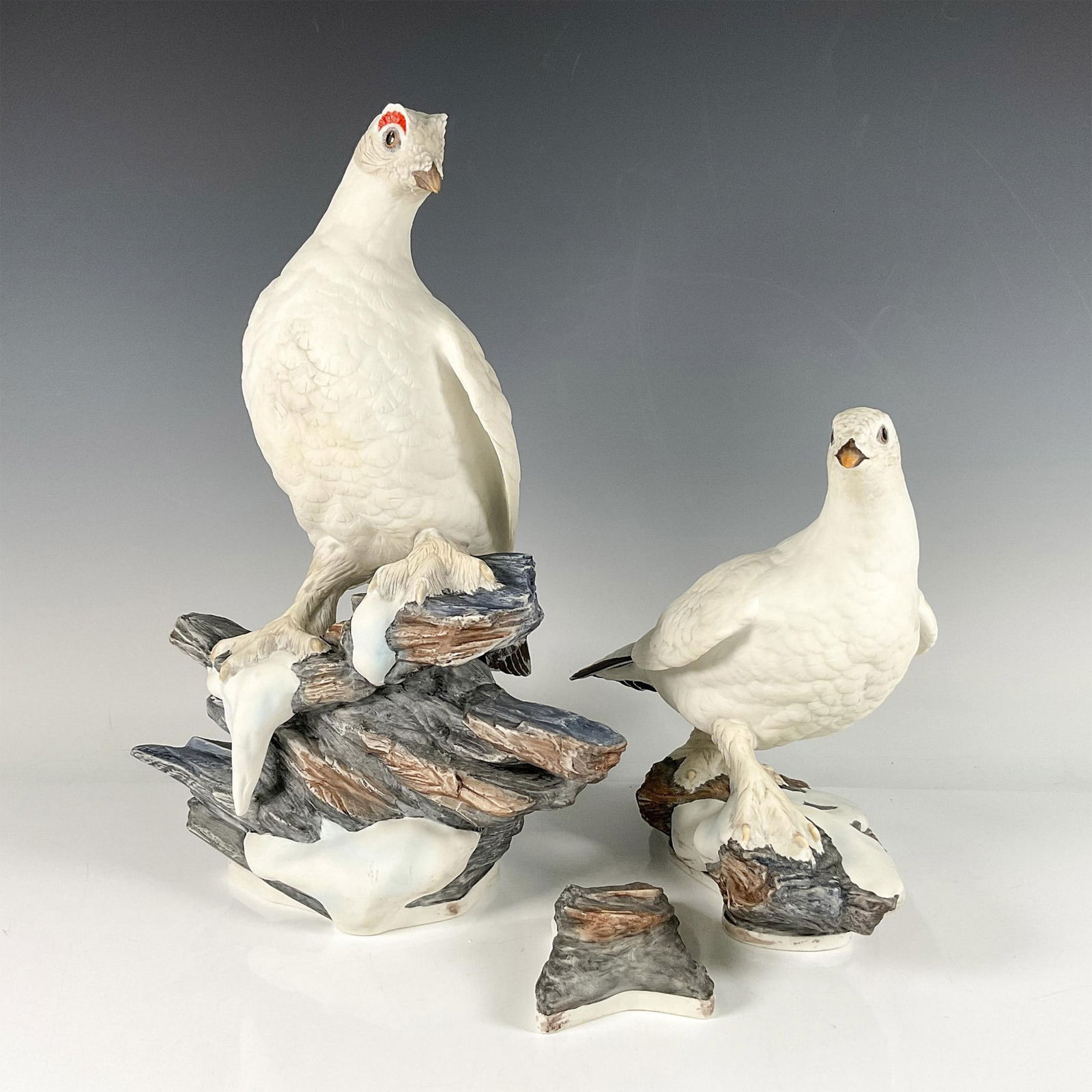 Pair of Ptarmigan Boehm Porcelain Figurines & Rock (1 of 7)