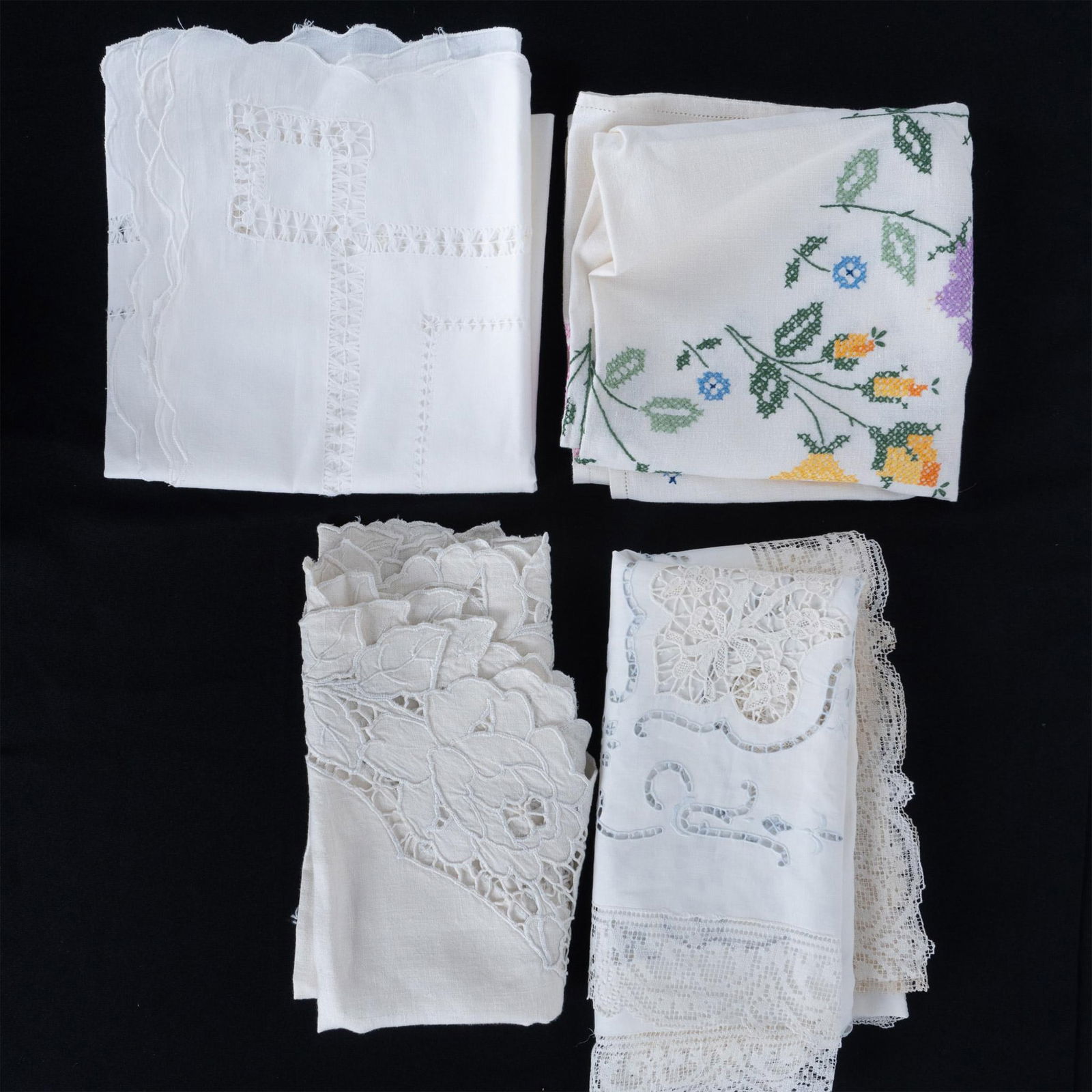 4pc Vintage Handmade Linen Tablecloths (1 of 19)