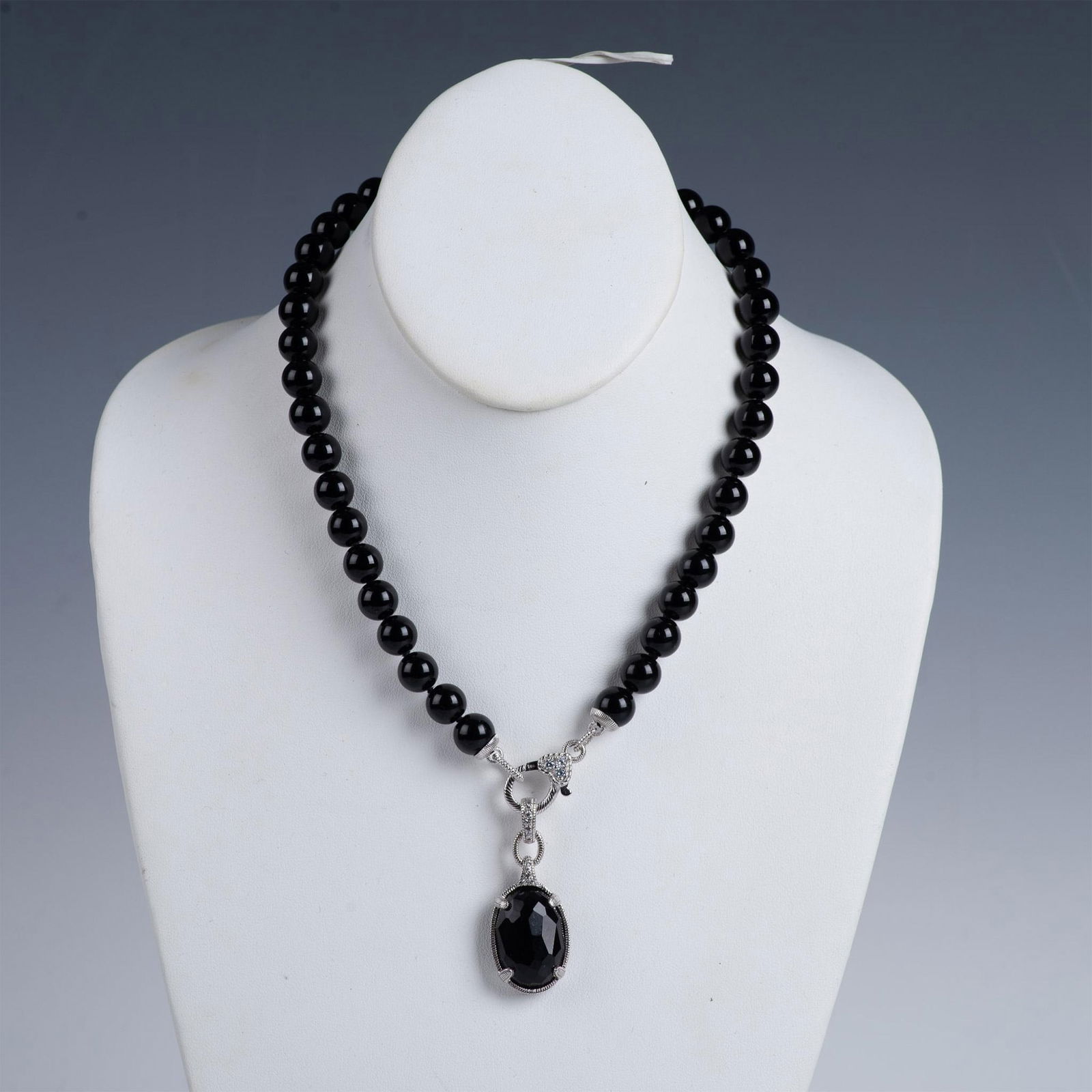 Judith Ripka Black Onyx Beaded Sterling Silver Necklace with Pendant (1 of 7)