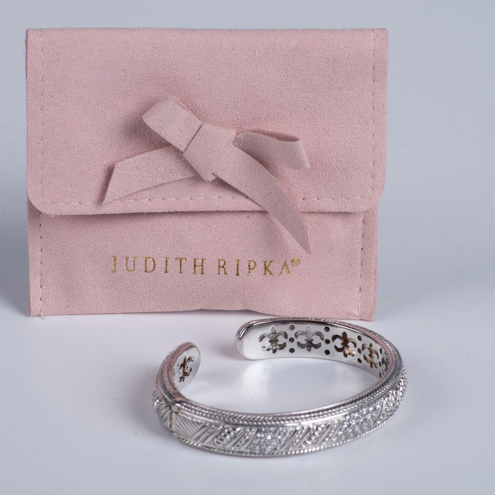 Judith Ripka Sterling Silver Diamonique Hinged Cuff Bracelet (1 of 8)