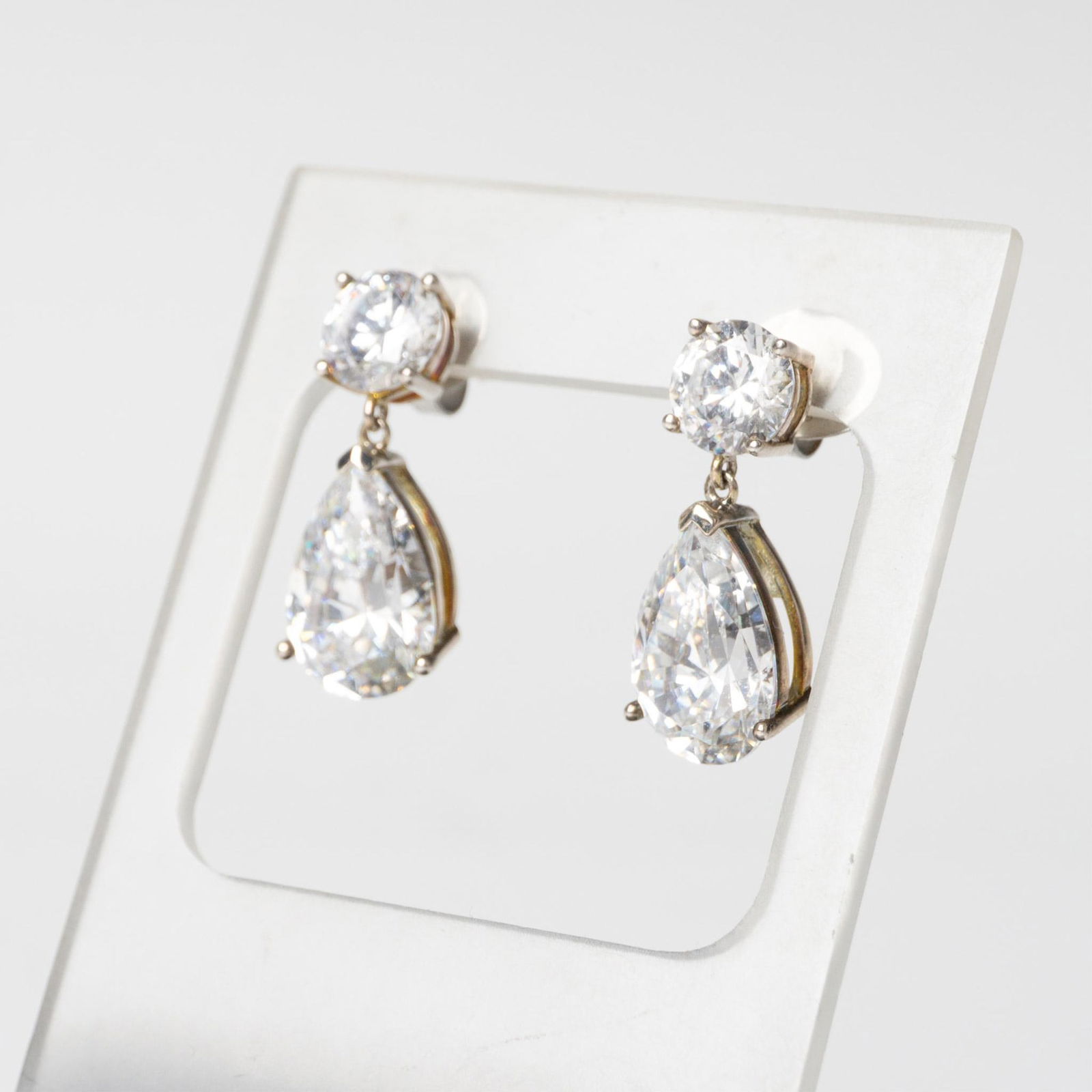 Fancy Sterling Silver & Cubic Zirconia Drop Earrings (1 of 8)