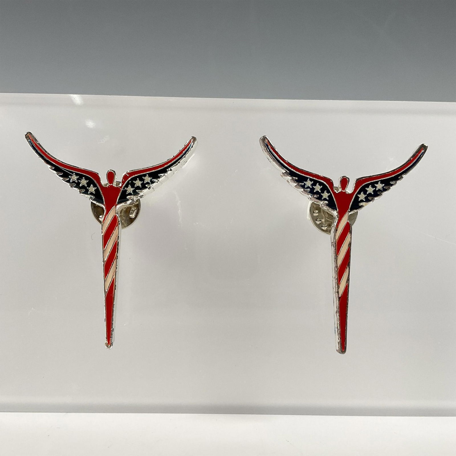 Pair of Vintage Lavaggi Silver Tone Brooch Pins, American Angels (1 of 4)