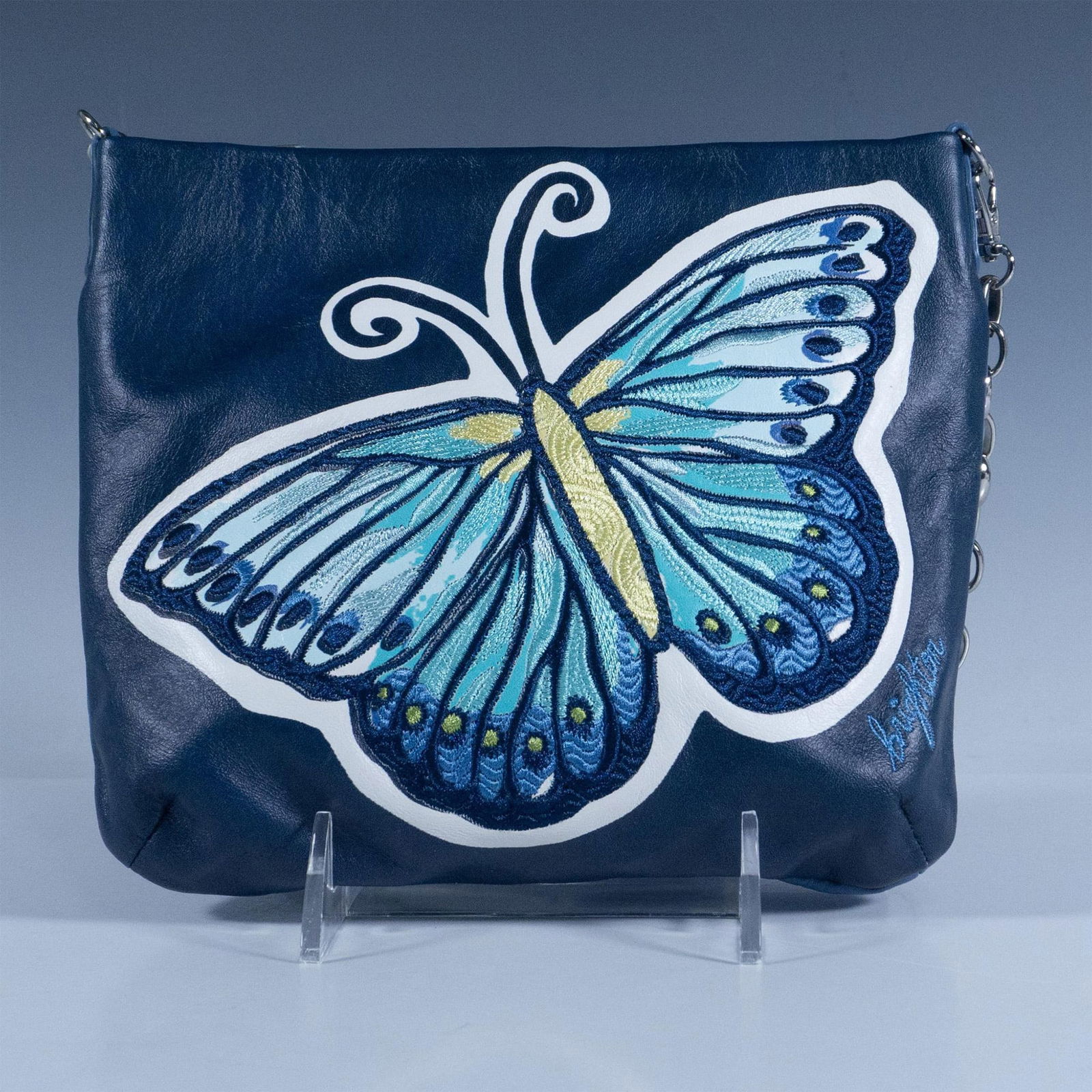 Brighton Leather Crossbody Handbag, Blue Butterfly (1 of 4)