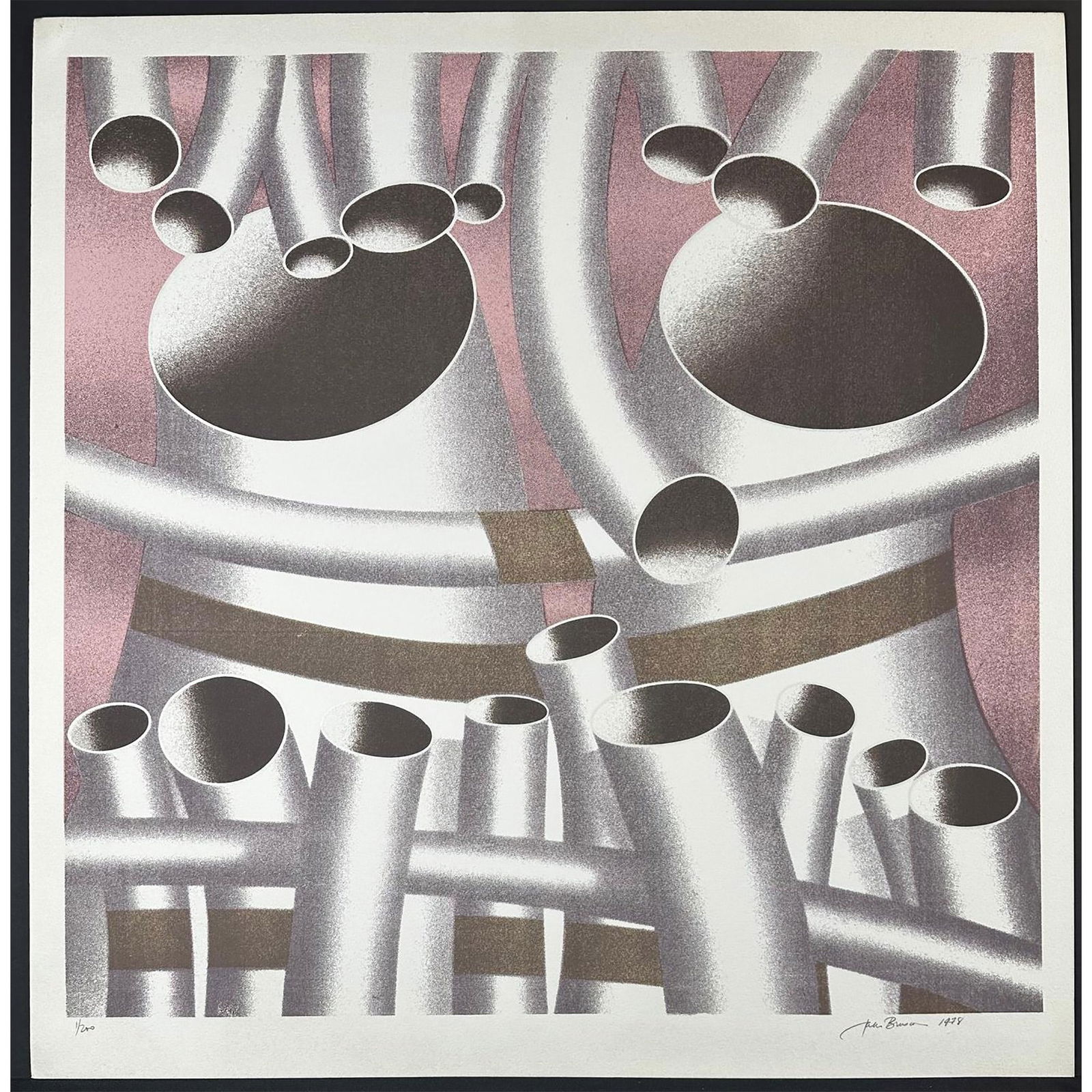 Jack Brusca (American 1939-1993) Pipes, signed (1 of 4)