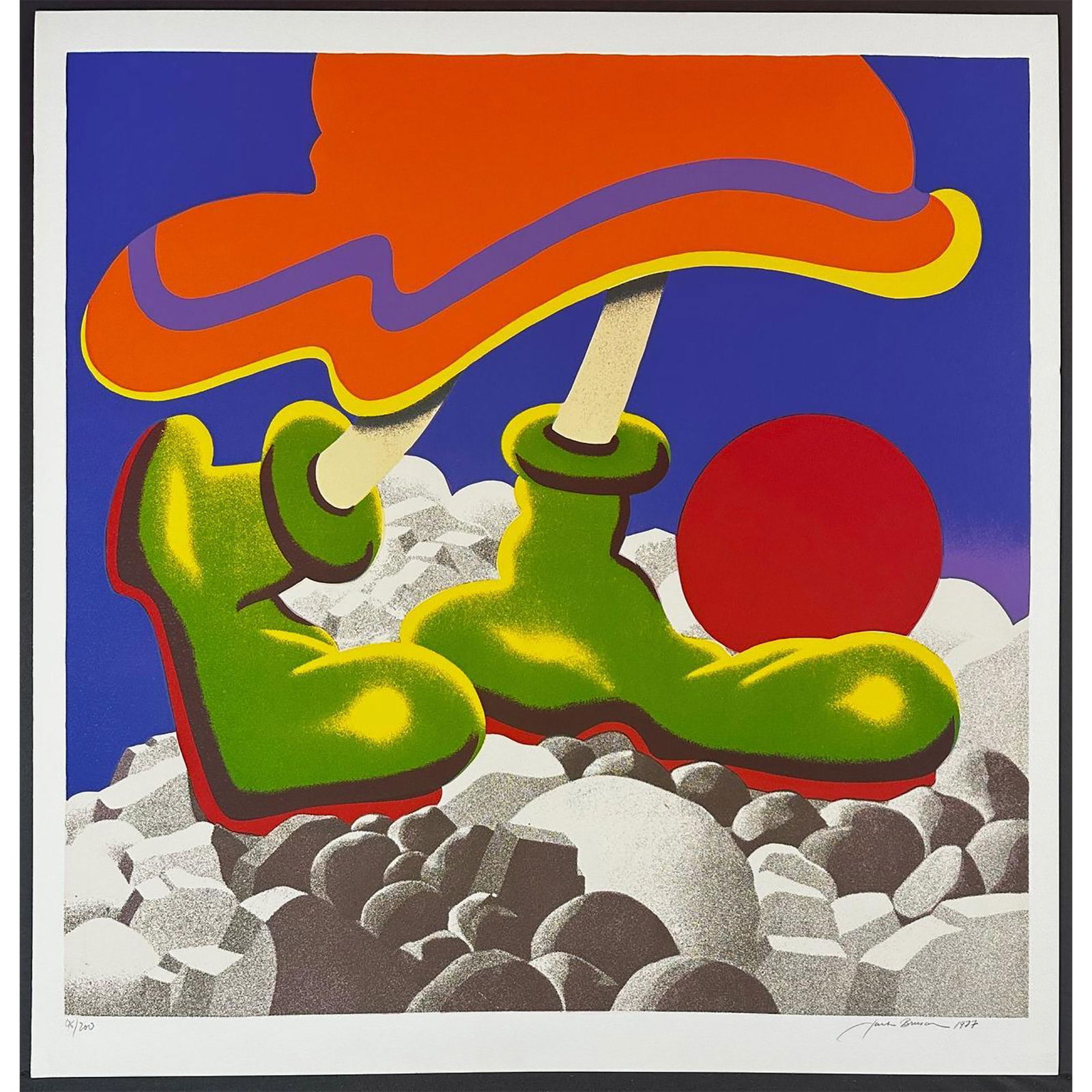 Jack Brusca (American 1939-1993) Silkscreen Girl With Beach Ball, signed (1 of 4)