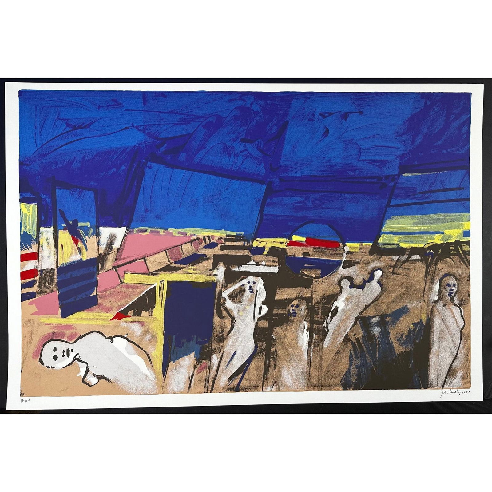 John Hultberg (American 1922-2005) Serigraph Actors, signed: Serigraph titled Actors Signed lower right numbered 130/200. Year 1977 Sight size 38" x 26"