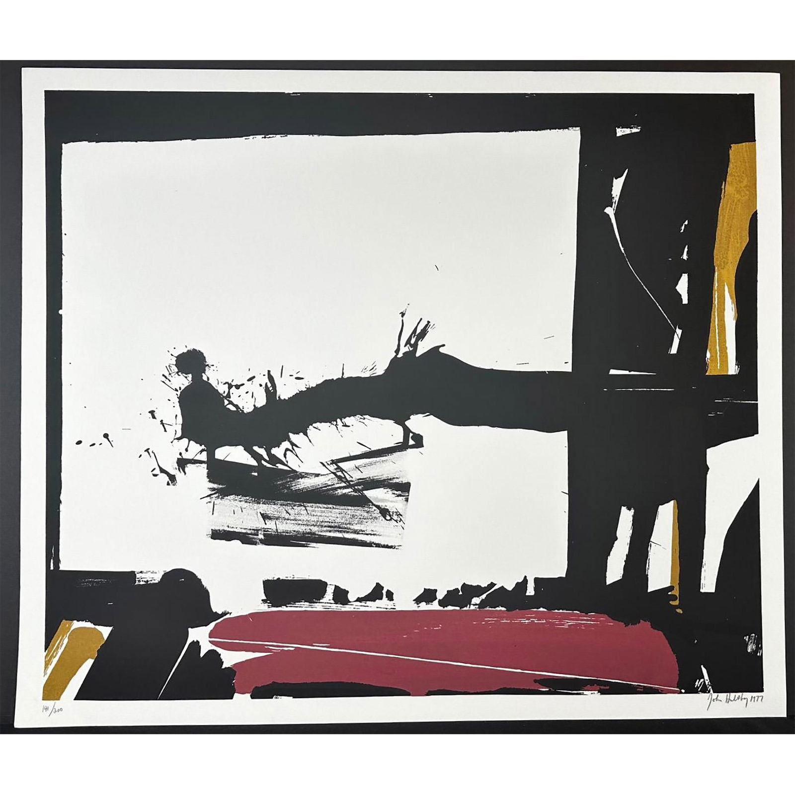 John Hultberg (American 1922-2005) Serigraph Sketch signed: Serigraph titled Witness Signed lower right numbered 141/200. Year 1977 Sight size 30" x 27"