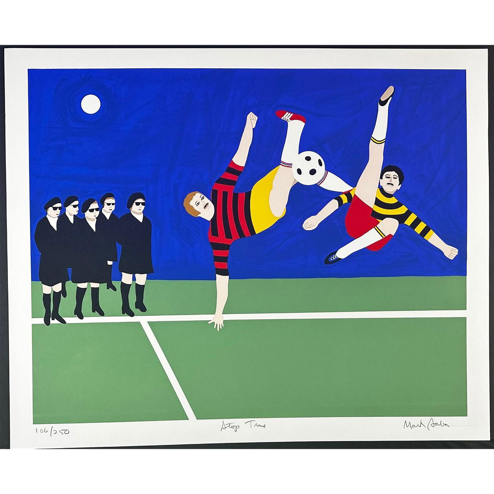 Mark Sabin (American 1936) Screenprint Stop Time (Soccer) signed (1 of 5)