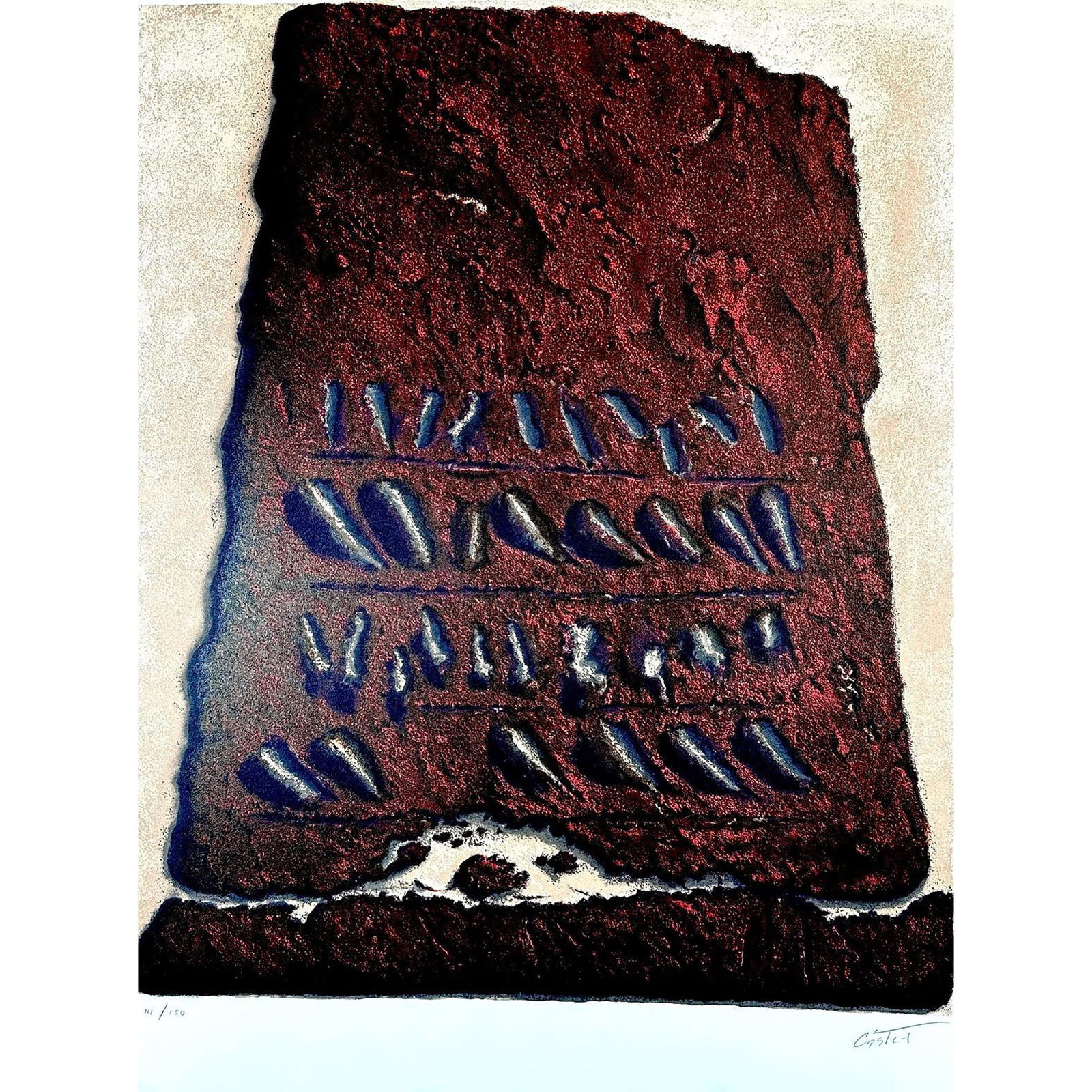 Moshe Castel (Israeli 1909-1991) Lithograph Secret Writing signed: Lithograph titled Secret Writing Signed lower right numbered 111/50 Sight size 29" x 21.5"