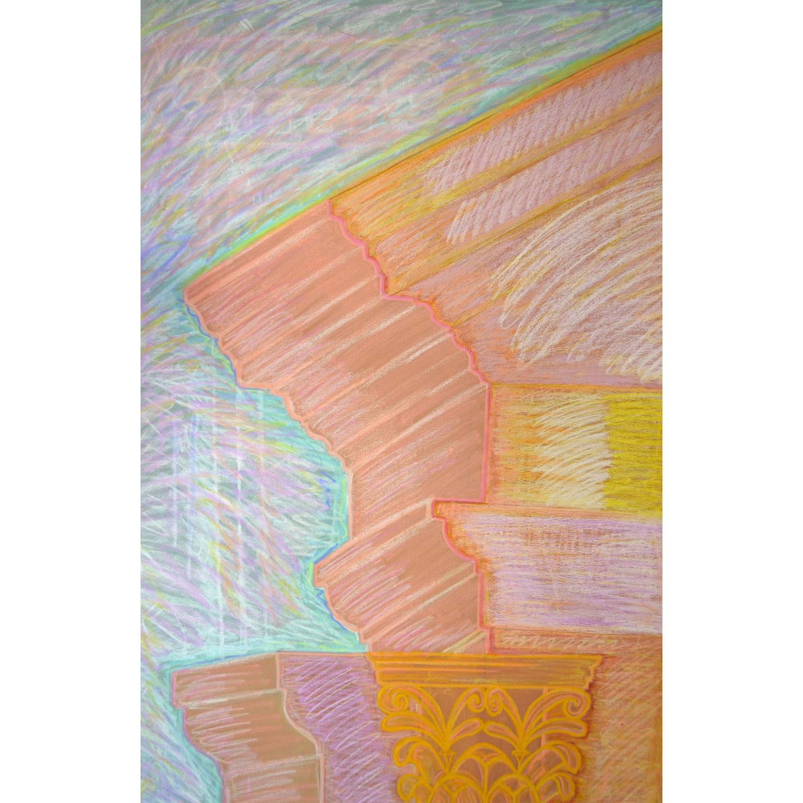 Original Acrylic Abstract Pastel "Columns" Painting on Canvas (1 of 2)