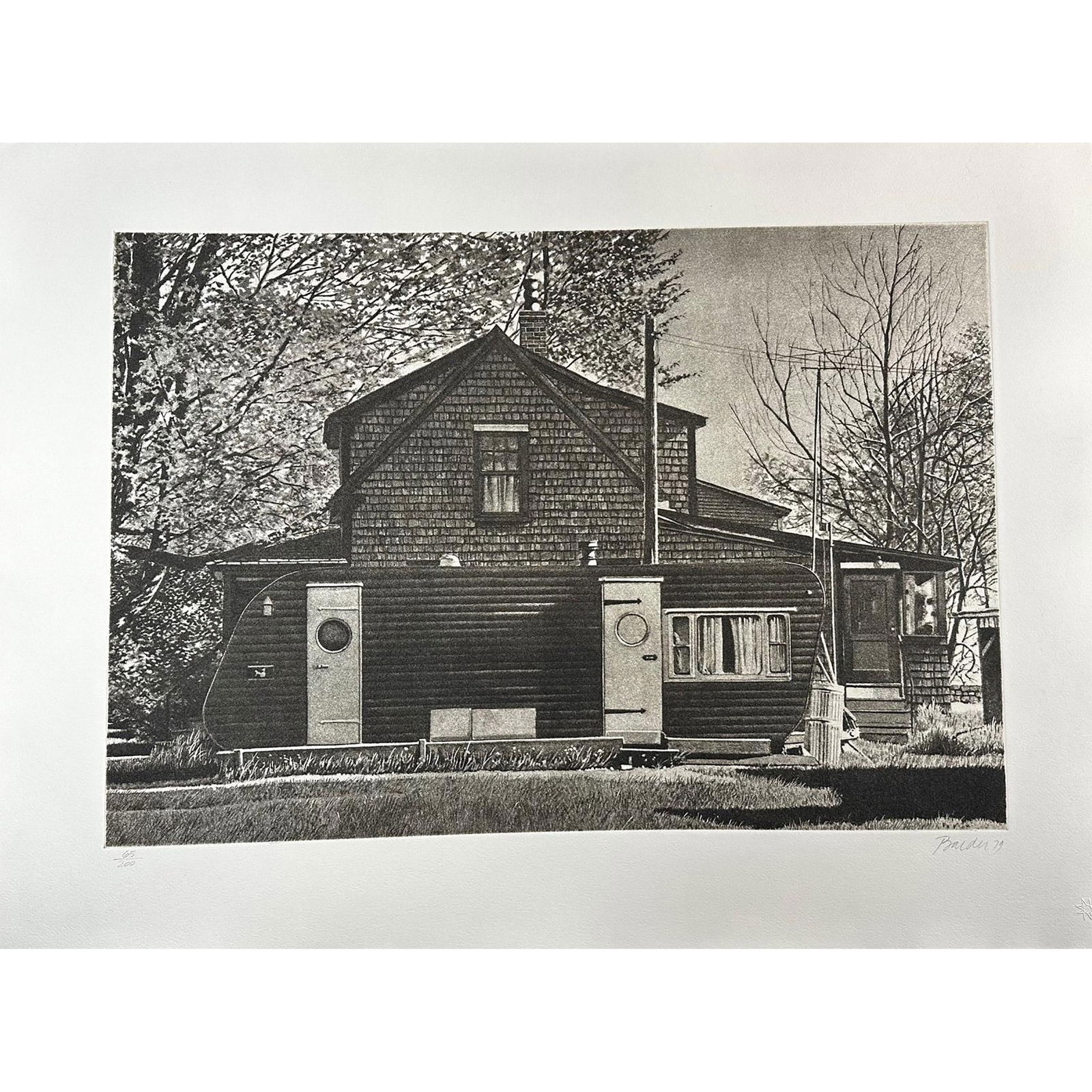 John Baeder (American 1938-), Screenprint House With Trailer, Signed (1 of 4)