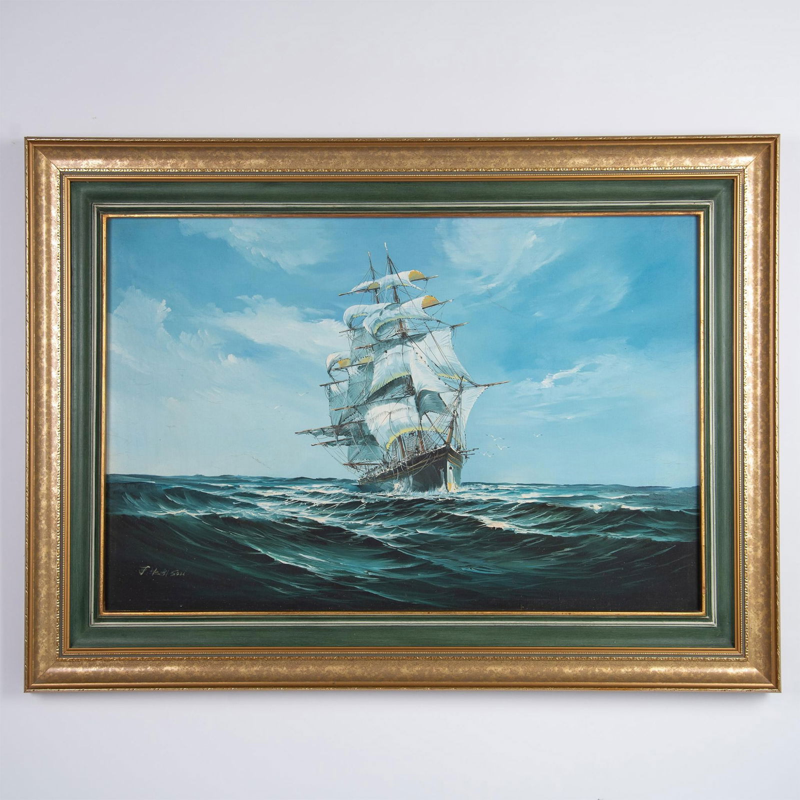 Original Oil on Canvas, Maritime Clipper Scene, Signed (1 of 4)